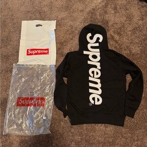 Supreme Black and White Logo Hoodie